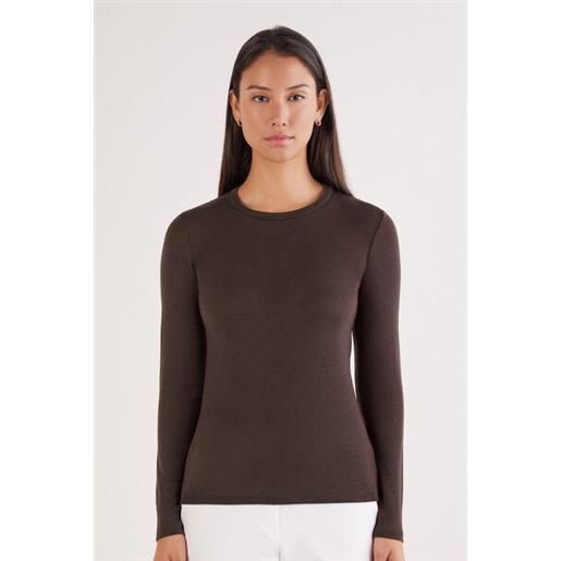 Intimissimi maglia manica lunga girocollo 100% lana merino marrone