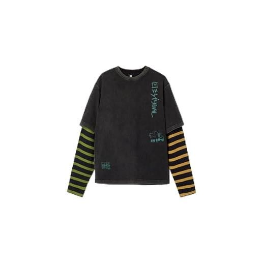 Desigual man knit-maglietta a maniche lunghe t-shirt, nero, s uomo