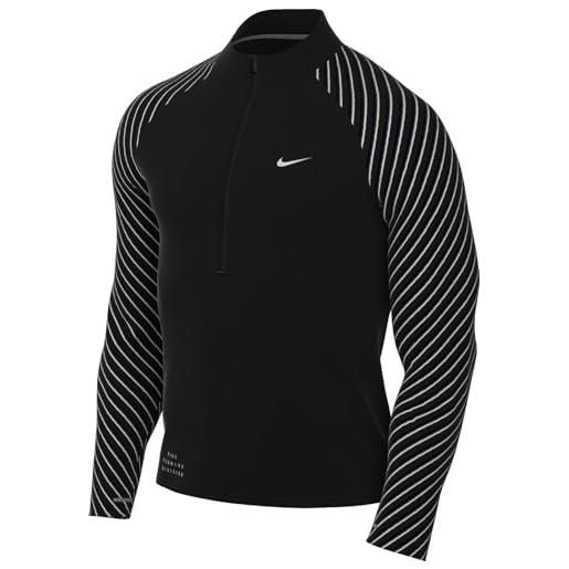 Nike maglia da running con zip a metà lunghezza dri-fit running division - uomo, black/reflective silv, fz1127-010, s