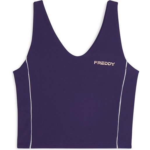 Freddy canotta cropped con profili a contrasto e scollo ampio