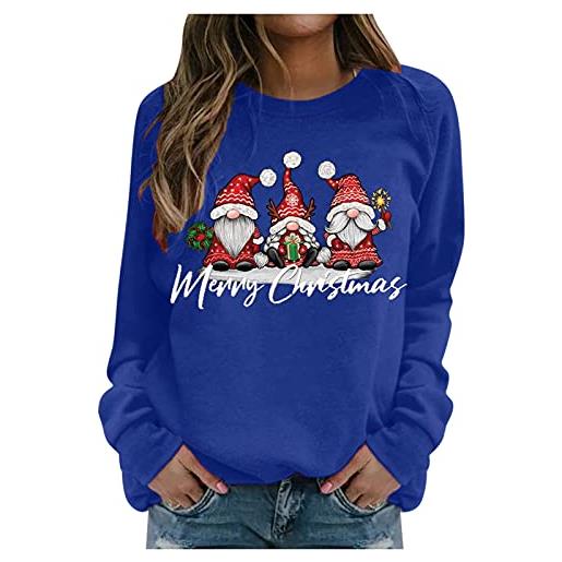 Generico maglia donna elegant taglia forti alla moda felpa stampato senza cappuccio pullover tops da natale manica lunga grinch natale stampato per il tempo libero sportivo felpa maglie di natale donna