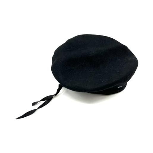 DELFIERO basco nero in panno modello boina spagnolo 57