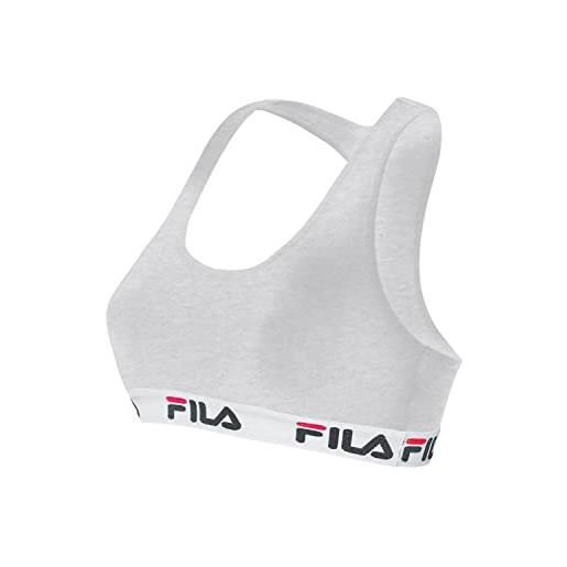 FILA reggiseno donna cotone, reggiseno sportivo, senza ferretto, grigio, taglie xl