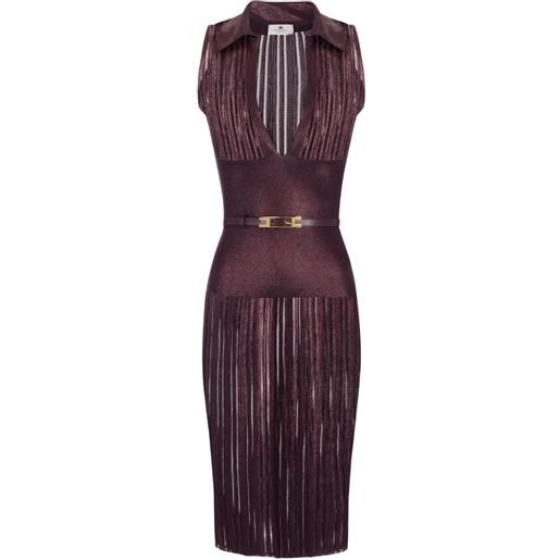 Elisabetta Franchi abito donna in maglia laminata vinaccia 38,40