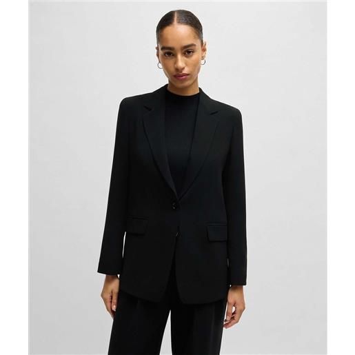 BOSS BLACK boss giacca regular fit in crêpe antipiega nera donna