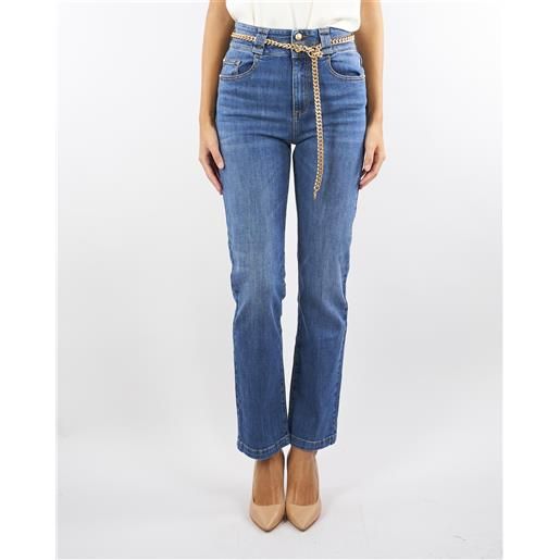 NENETTE jeans denim con cintura e ricamo logo shikoku