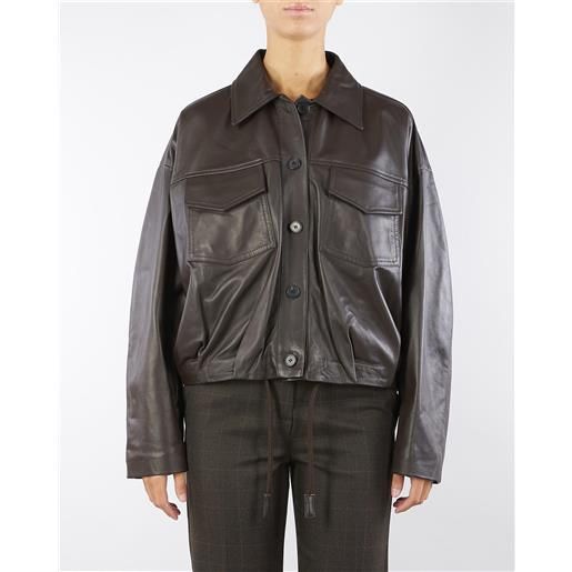VICOLO bomber moro in vera pelle