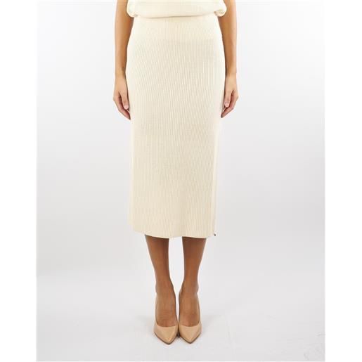 PATRIZIA PEPE gonna crema midi in maglia