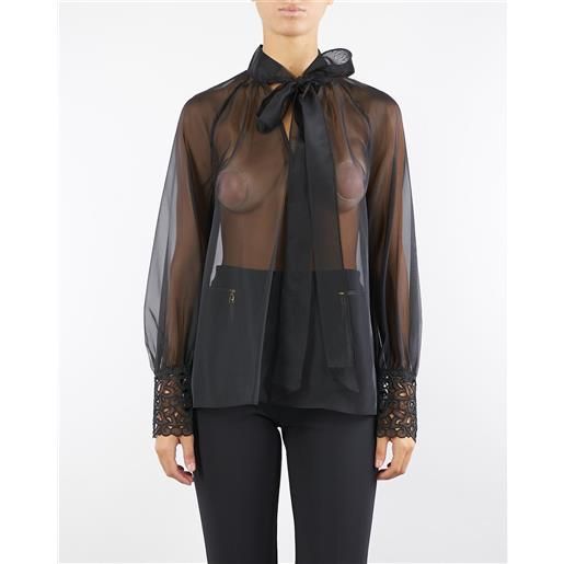 NENETTE blusa nero in organza fiji