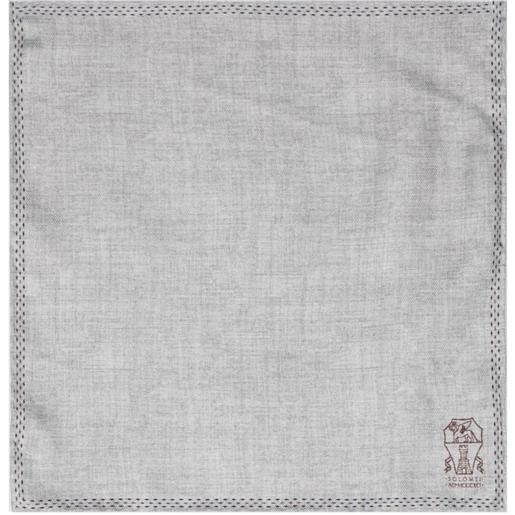 Brunello Cucinelli fazzoletto da taschino in seta - grigio
