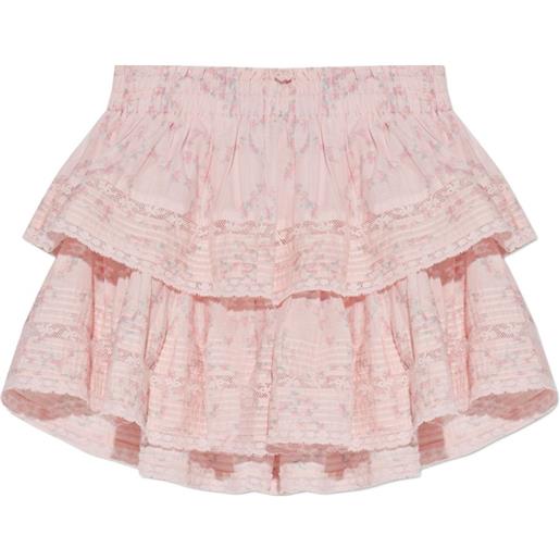 LoveShackFancy minigonna con ruches - rosa