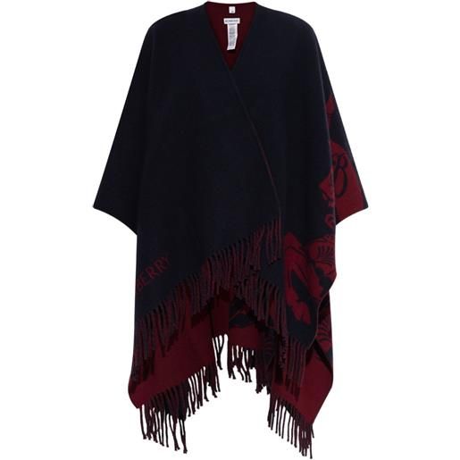 Burberry mantella con frange - blu