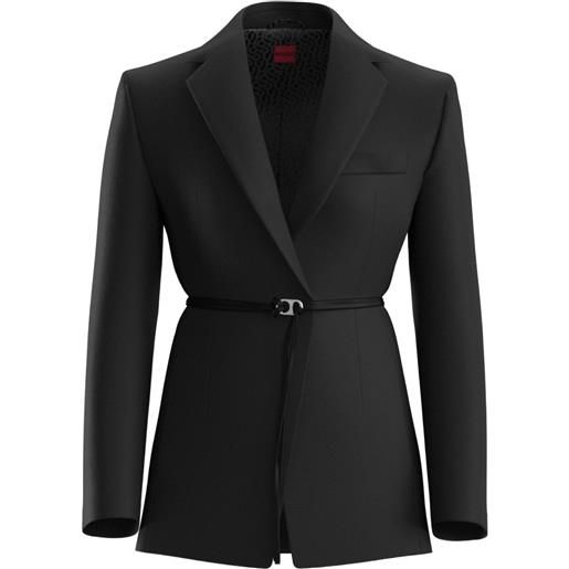 HUGO blazer sartoriale con cintura - nero