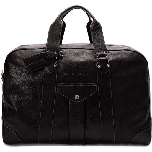 Brunello Cucinelli borsone in pelle di vitello - nero