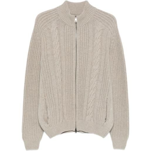 Tagliatore cardigan in maglia a trecce con zip - toni neutri