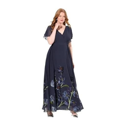 Ulla Popken vestito con stampa floreale e cintura abiti, blu notte, 56-58 donna