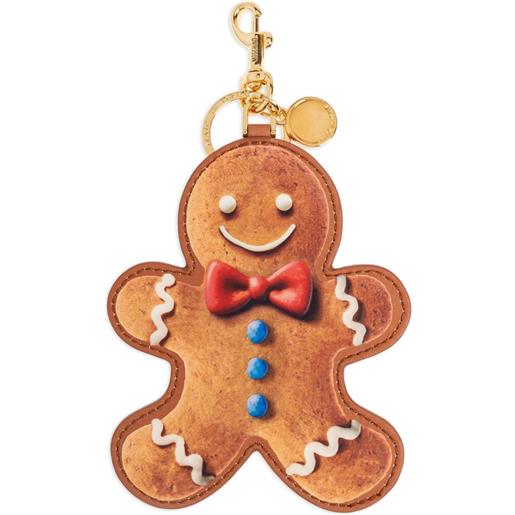 Moschino portachiavi con ciondolo - marrone