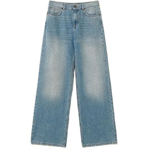 TWINSET jeans con strass - blu