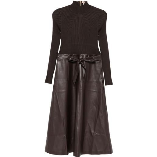 TWINSET abito a maniche lunghe con cintura - marrone