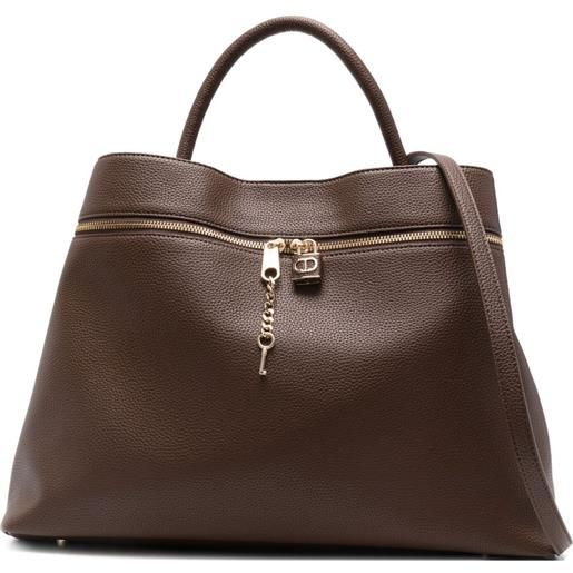 TWINSET borsa tote con ciondolo - marrone