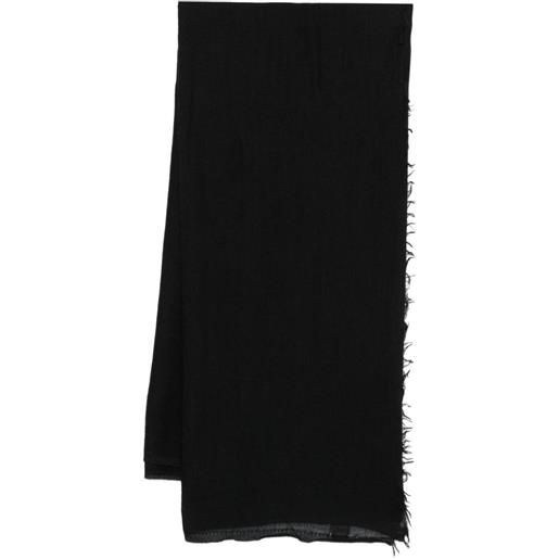 Destin sciarpa in lana con bordi sfrangiati - nero