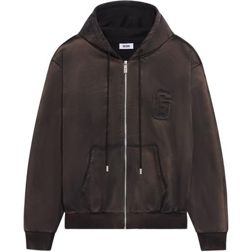 GCDS felpa con cappuccio, zip e logo - nero