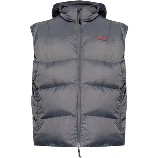 Ea7 Emporio Armani gilet con cappuccio - grigio