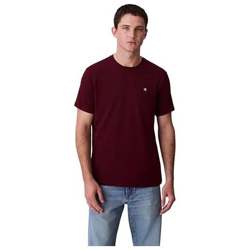 Calvin Klein uomo t-shirt maniche corte smooth solid tee con scollo rotondo, rosso (deep rouge), xl
