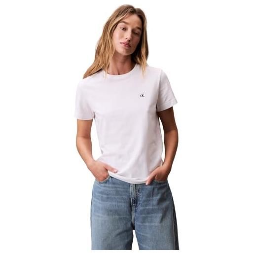 Calvin Klein donna t-shirt maniche corte archive jersey tee con scollo rotondo, bianco (brilliant white), s