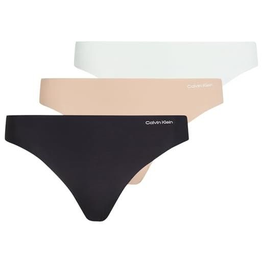 Calvin Klein donna perizomi confezione da 3 thong intimo, multicolore (black/cedar/lime crème), s
