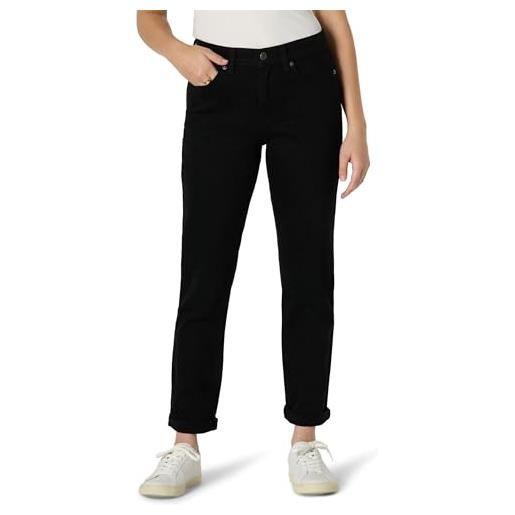 Amazon Essentials jeans cropped taglio boyfriend a vita media donna, lavaggio midnight scuro, 48