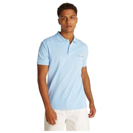 Calvin Klein uomo maglietta polo maniche corte monologo regular fit, blu (blue bell), xs