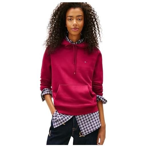 Tommy Jeans donna felpa con cappuccio flag regular fit, bianco (lavish cerise), l