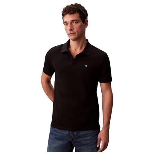 Calvin Klein uomo maglietta polo maniche corte monogram pique in cotone, nero (black), l