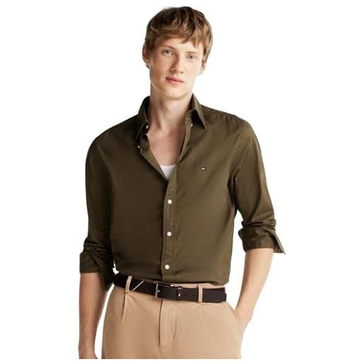 Tommy Hilfiger uomo camicia flex poplin solid regular fit, rosa (classic pink), l