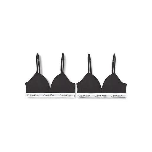 Calvin Klein bambina reggiseni a bralette confezione da 2 a triangolo, nero (pvhblack/pvhblack), 12-14 anni