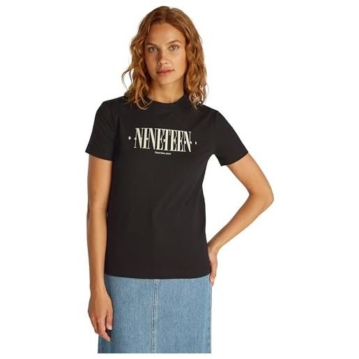Calvin Klein donna t-shirt maniche corte graphic tee regular fit, nero (ck black), s