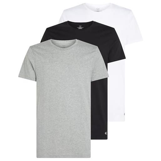 Calvin Klein uomo t-shirt maniche corte confezione da 3 in cotone, multicolore (black, white, grey heather), xl
