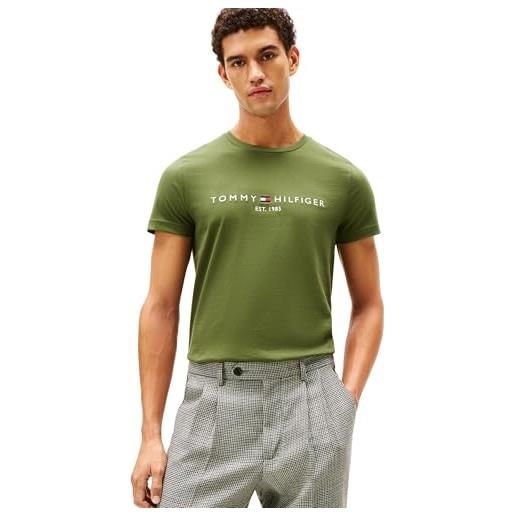 Tommy Hilfiger uomo t-shirt maniche corte slim fit, arancione (brilliant orange), m