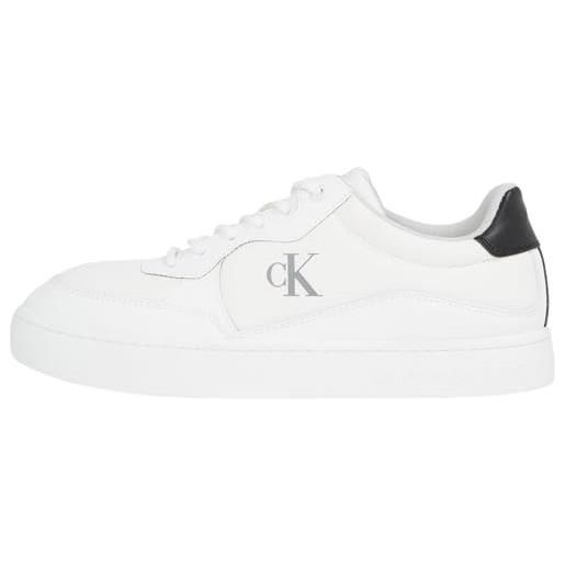 Calvin Klein uomo sneakers con suola preformata classic tech ripstop profilo basso, bianco (bright white/black), 44 eu
