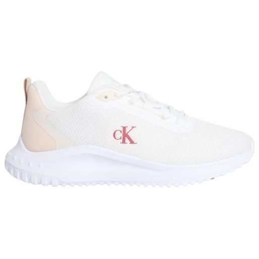 Calvin Klein donna sneakers running eva mix logo in mesh, avorio (bright white/pink/turtledove), 38