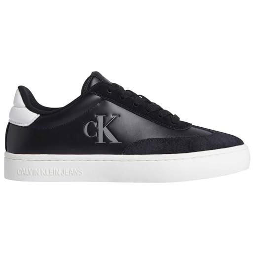 Calvin Klein donna sneakers con suola preformata classic low in pelle, nero (black/bright white), 41