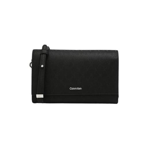 Calvin Klein donna portafoglio must trifold con cinturino, nero (black mono), taglia unica