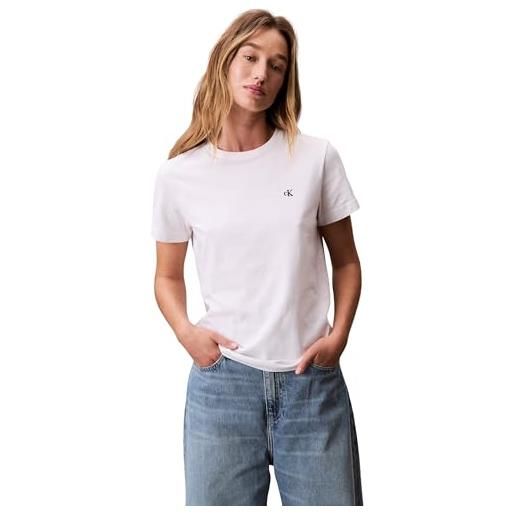 Calvin Klein donna t-shirt maniche corte archive jersey tee con scollo rotondo, bianco (brilliant white), xs