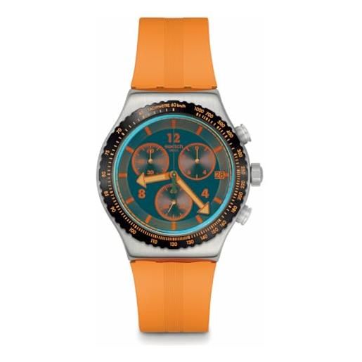 Swatch - orologio in acciaio. Argento-argento-arancione