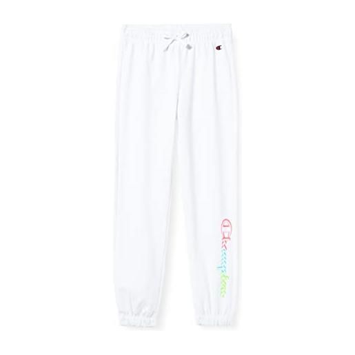Champion legacy color ground-powerblend slim elastic cuff pantaloni da tuta, bianco, 15-16 anni bambina