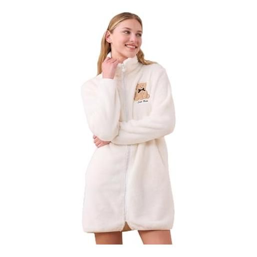 Noidinotte; more than pyjamas noidinotte - vestaglia donna invernale in eco pelliccia articolo orso. - m panna