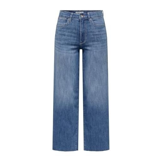 ONLY onlann-madison hw crop wd dnm soo618noos, media blu denim, (s) w x 34l donna