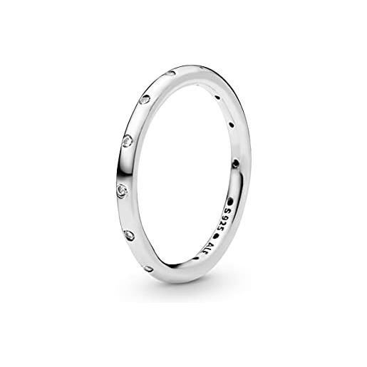 PANDORA timeless anello a fascia semplice e brillante in argento con zirconia cubica, 48