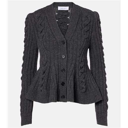 McQueen cardigan in lana e cashmere a trecce